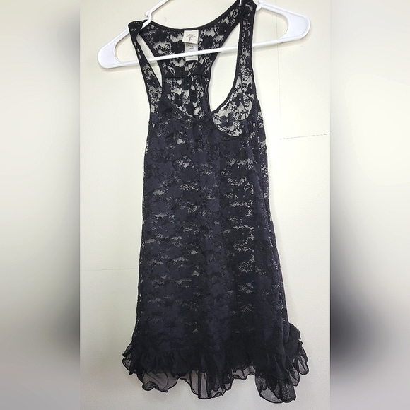 In Bloom Floral Lace See Through Ruffle Bottom Lingerie Nightie, Size Small - Picture 1 of 3